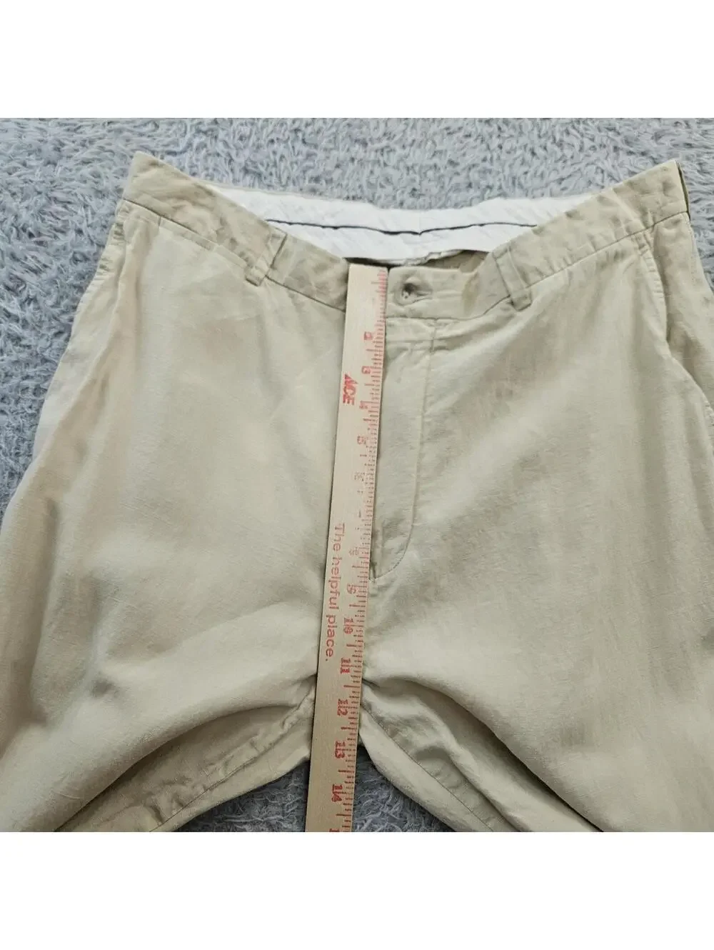 POLO Ralph Lauren Vintage Chino Pants Men 36 (Fits 33-34x30) Linen Silk Beige *